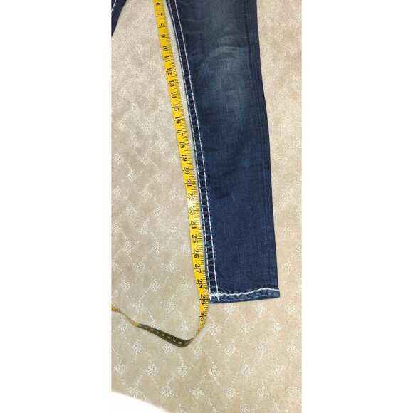 True Religion Jeans Women's Size 27x29 Skinny Flap Pocket Big T Stitch Dark Wash - Picture 4 of 4